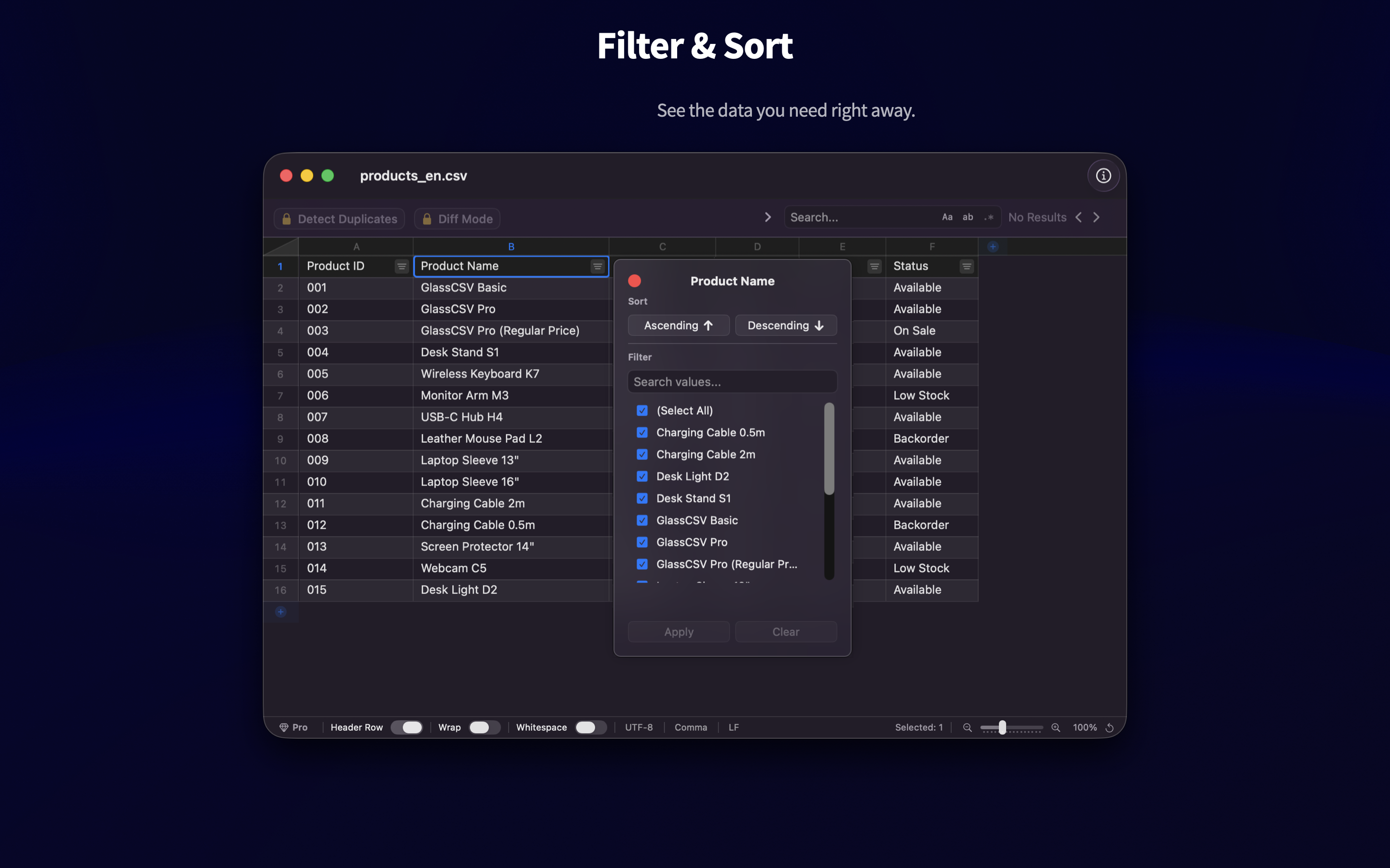 GlassCSV - Screenshot 4